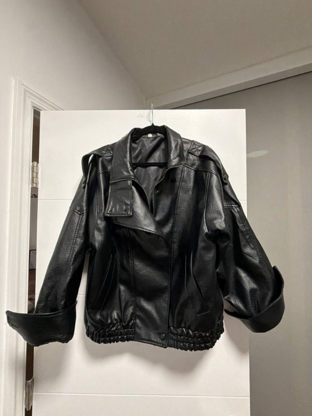 Black Faux Leather Jacket | Women's (Size M) | Barely Worn